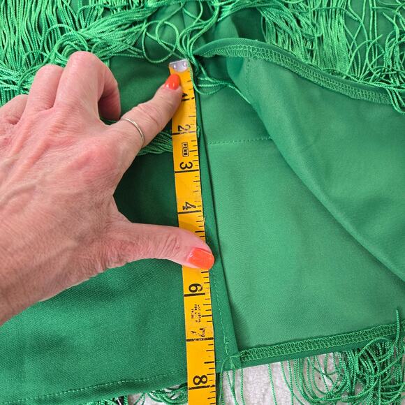AOMEI NWT High Waist Fringe Tiered Bodycon Pencil Midi Skirt Medium/Large Green - Picture 15 of 16